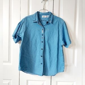 Lighthouse Embroidered Chambray Short Sleeve Shirt XL‎ Christopher & Banks